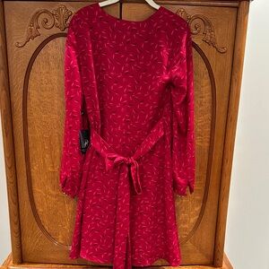 Adrianna Papell Red Long Sleeve Dress